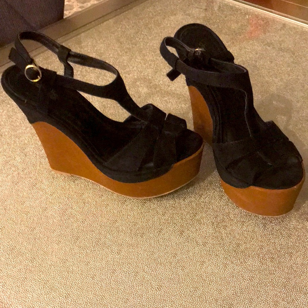 Black high wedges